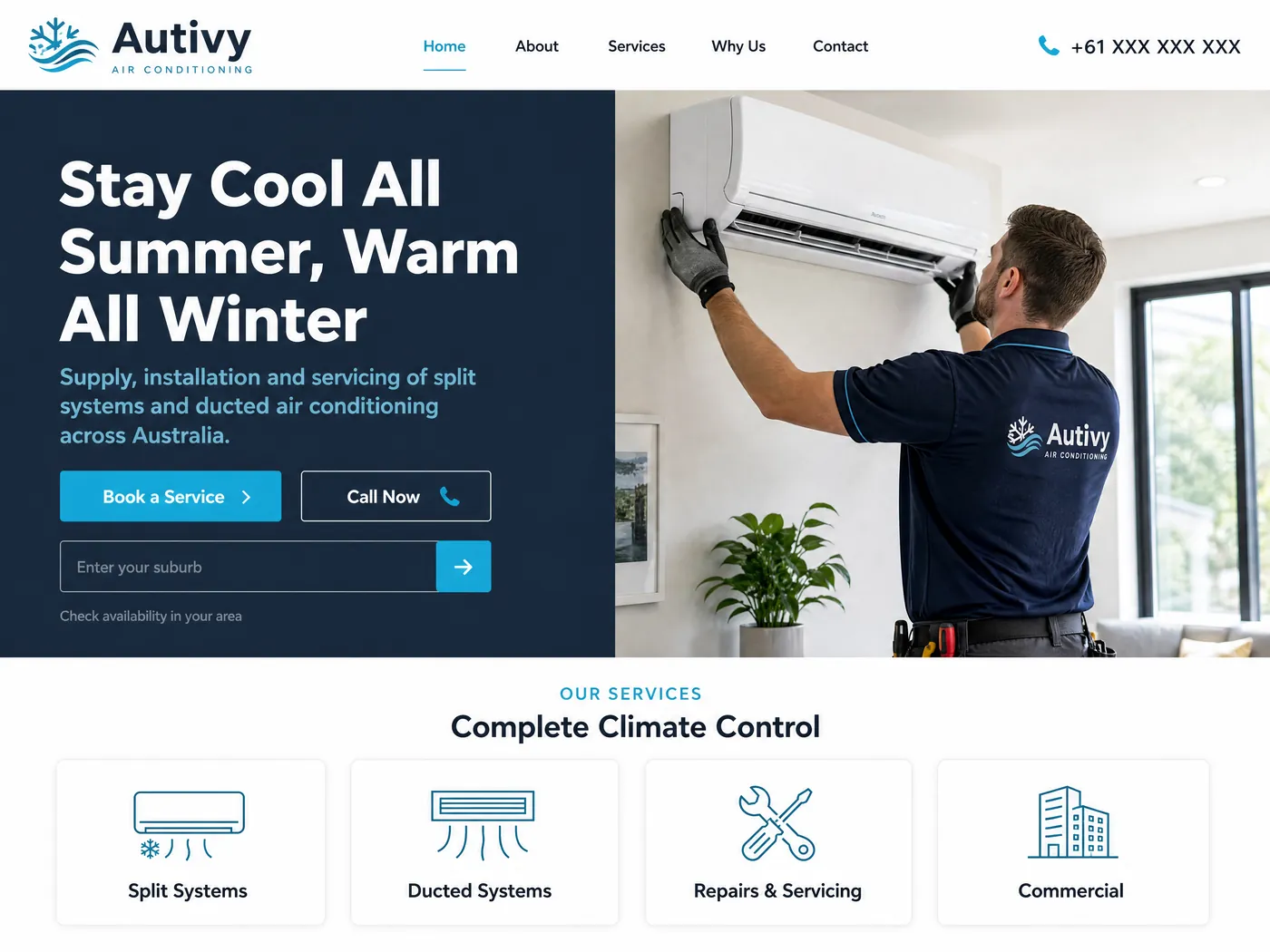 Autivy Air Conditioning landing page