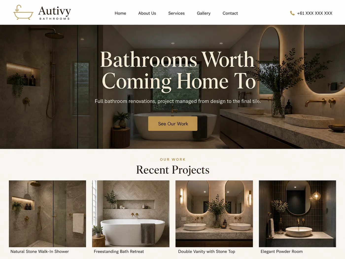 Autivy Bathrooms landing page