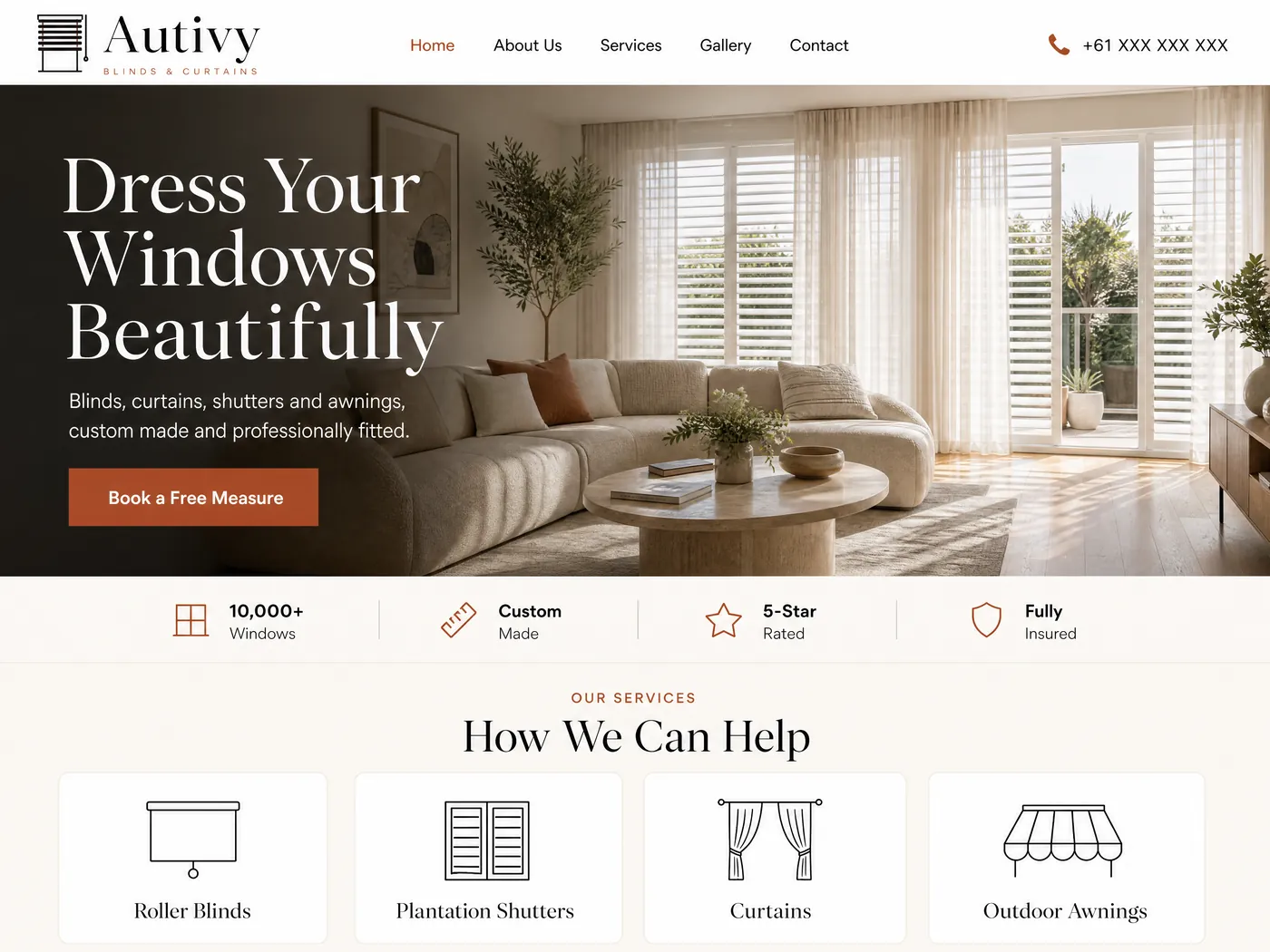Autivy Blinds & Curtains landing page