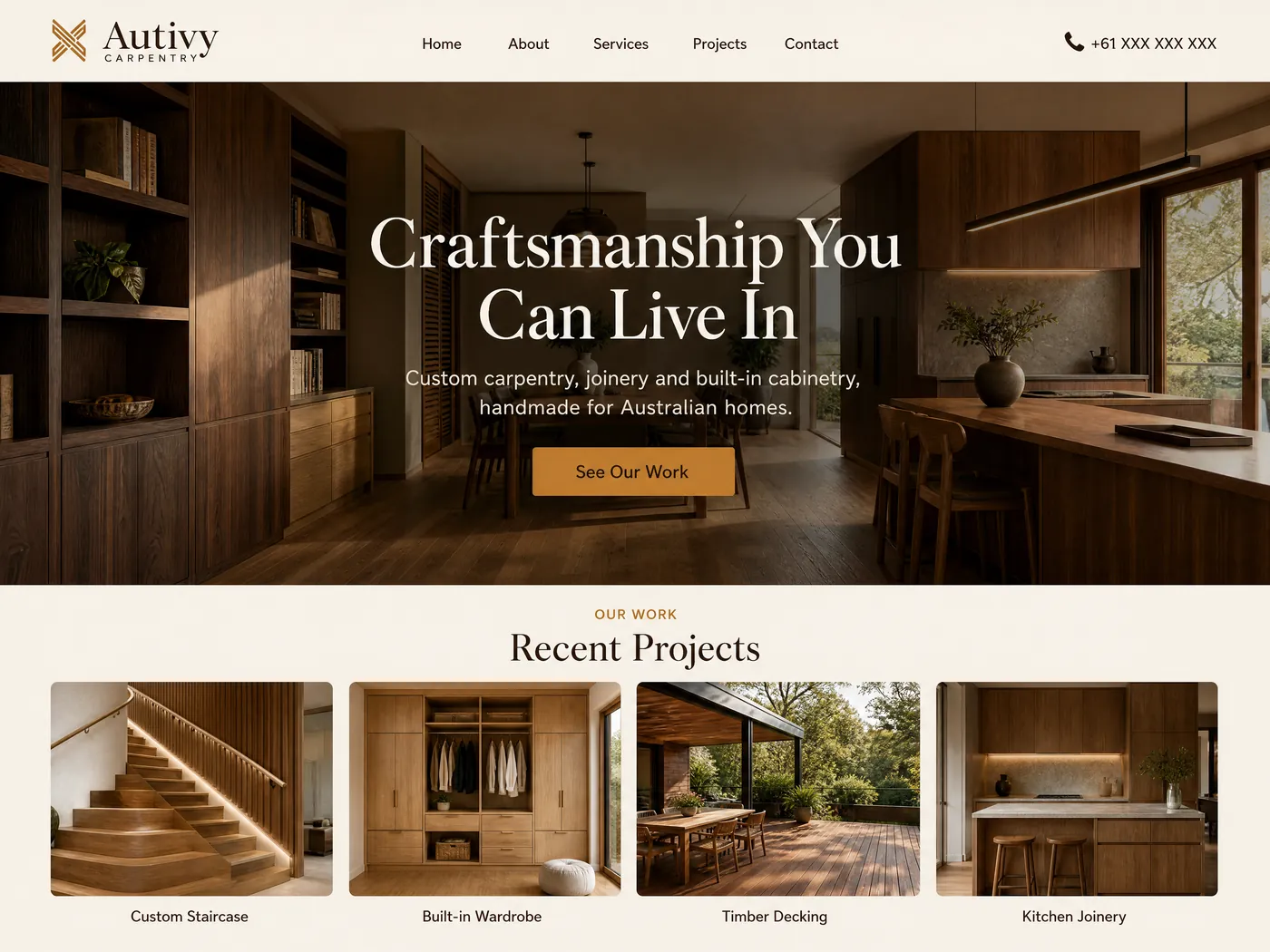 Autivy Carpentry landing page