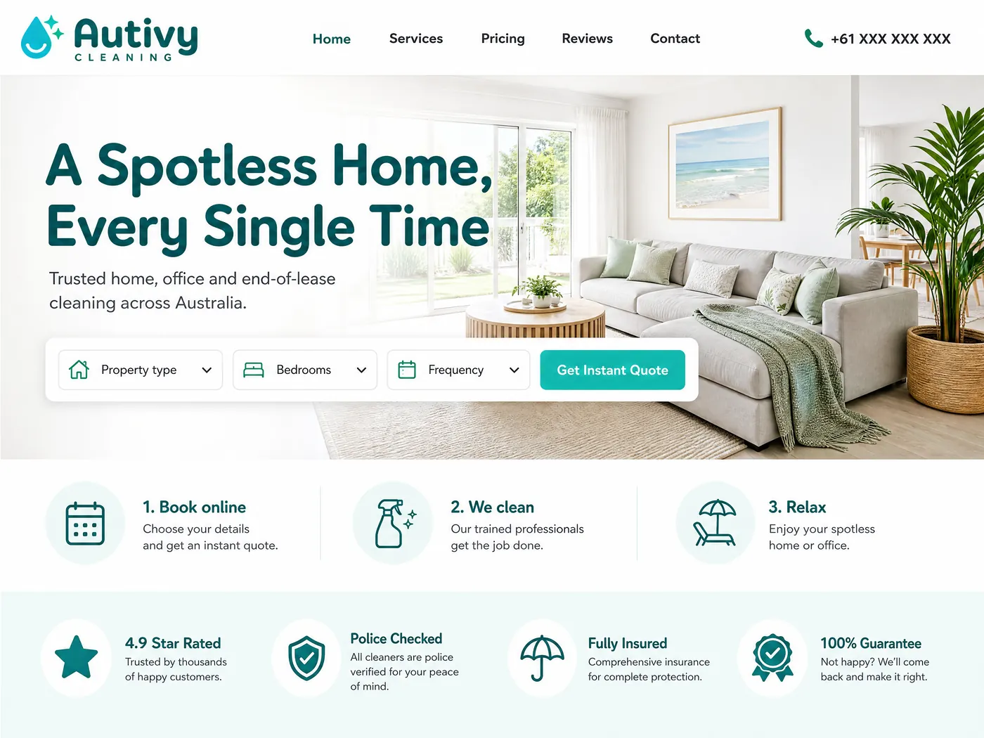 Autivy Cleaning landing page