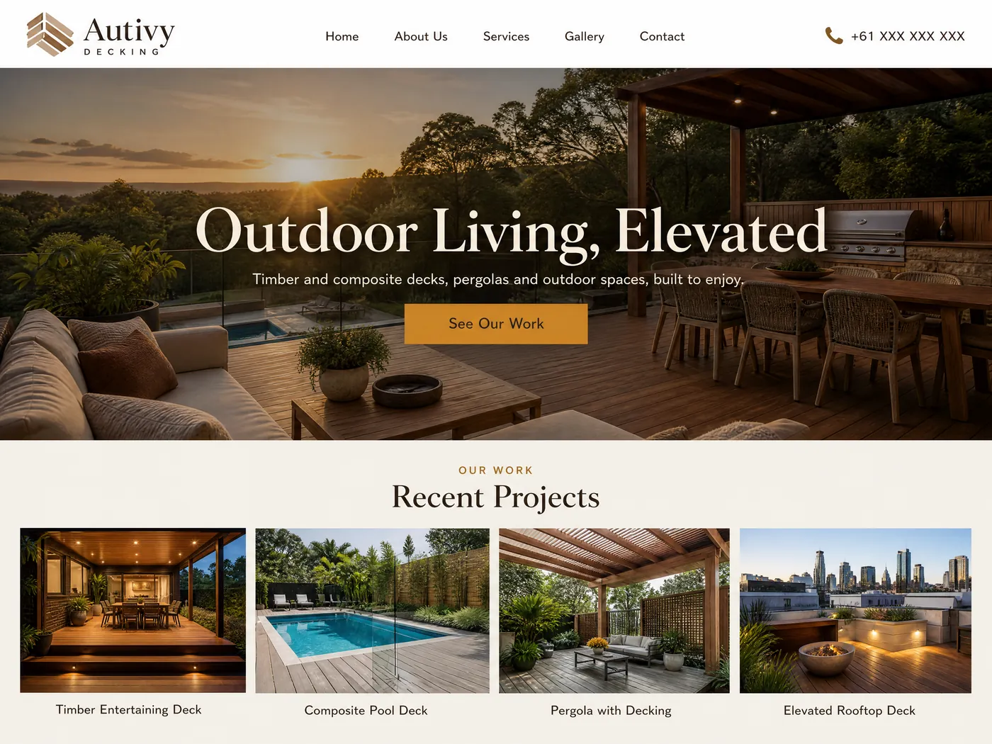Autivy Decking landing page