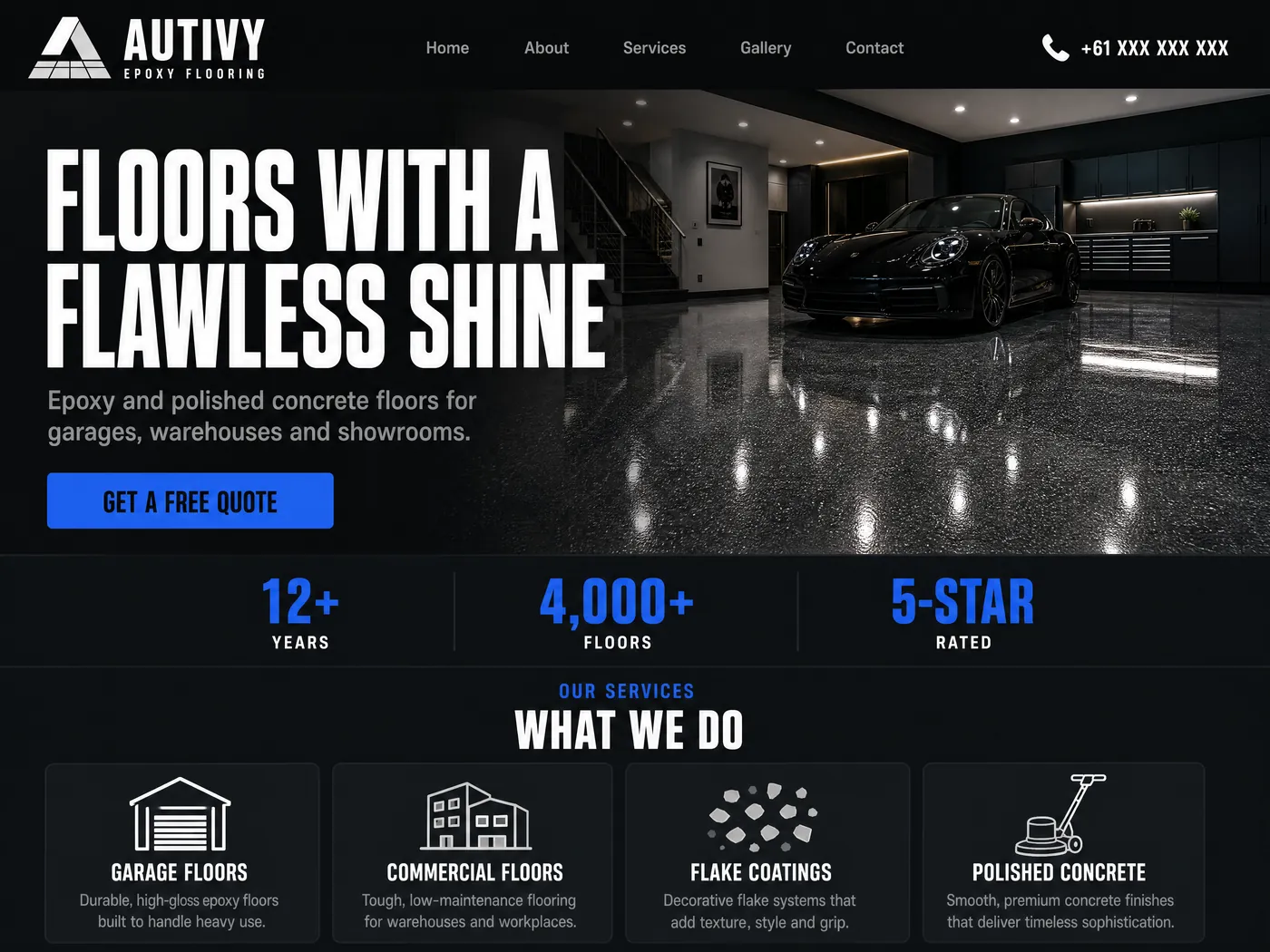 Autivy Epoxy Flooring landing page