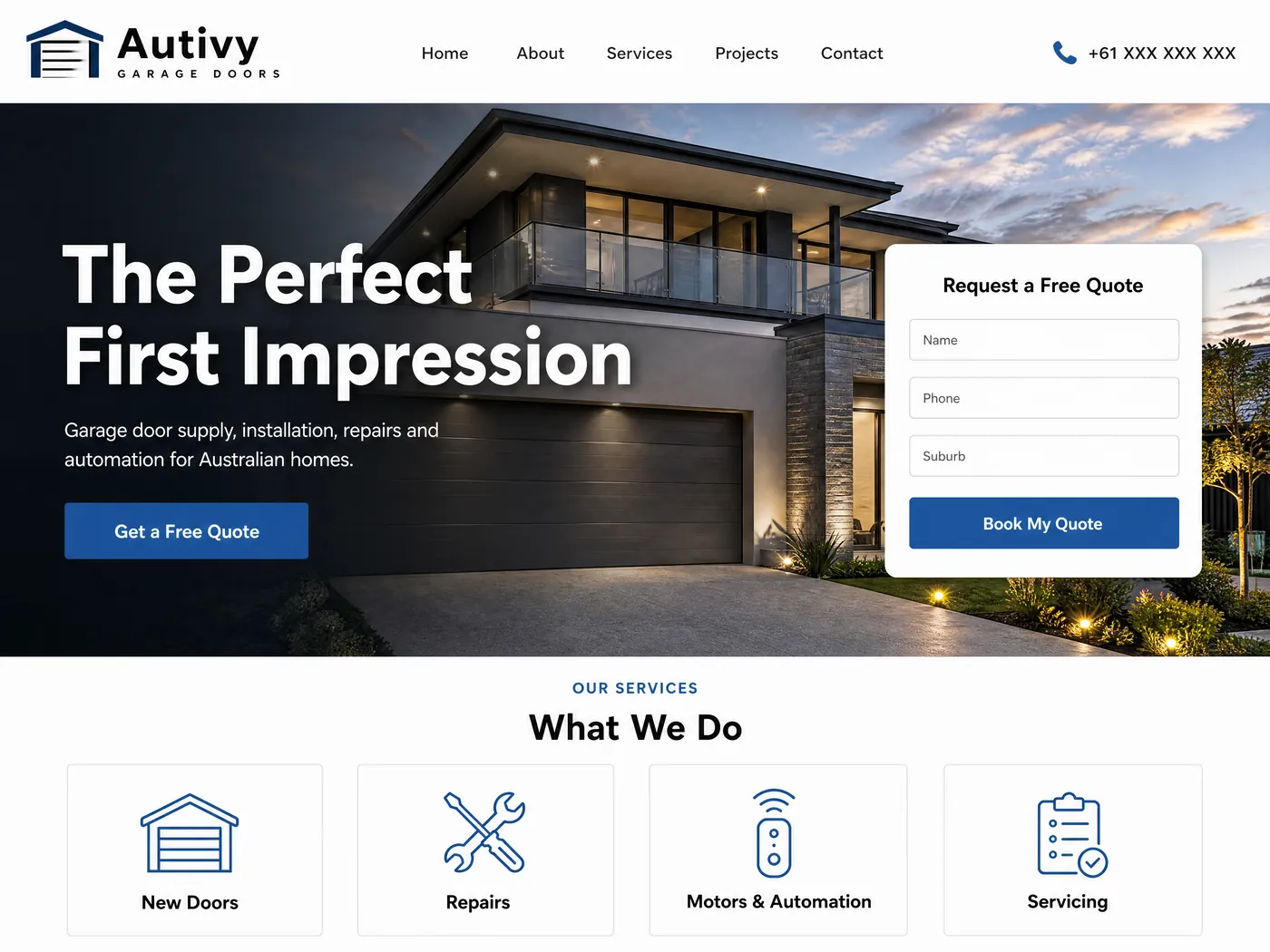 Autivy Garage Doors landing page