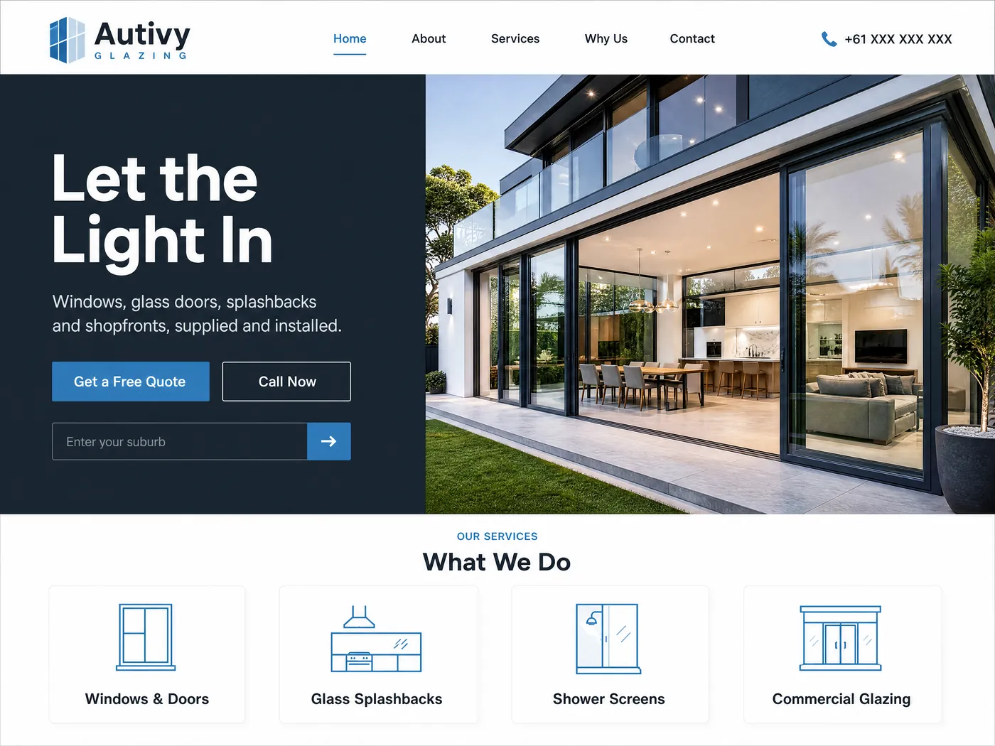 Autivy Glazing landing page