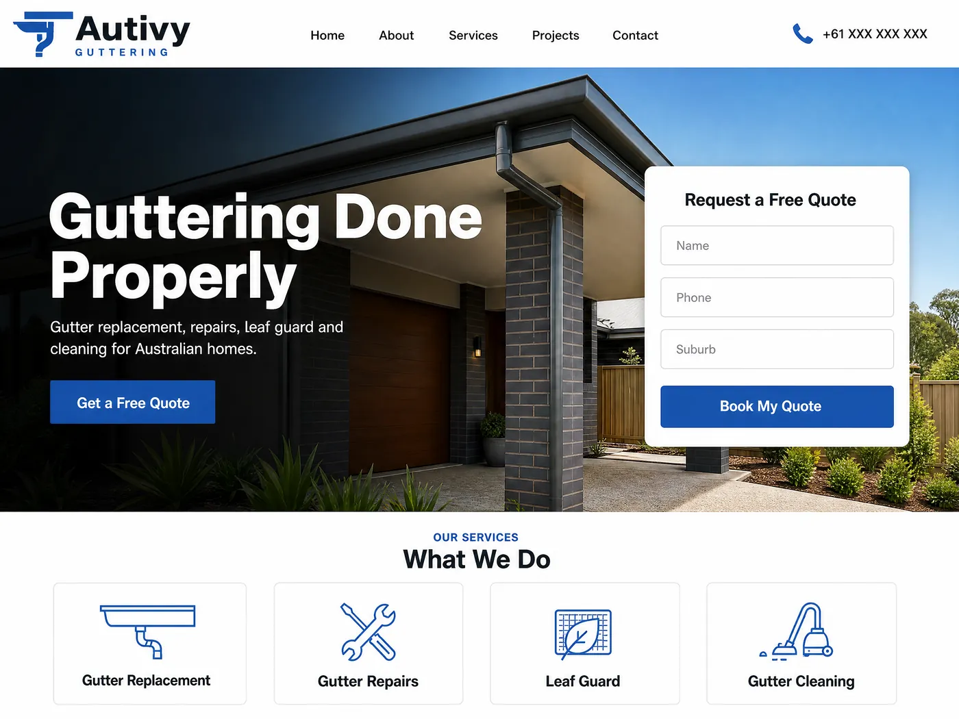 Autivy Guttering landing page
