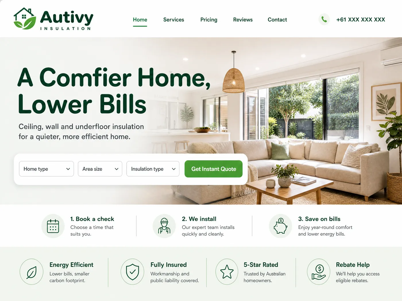Autivy Insulation landing page