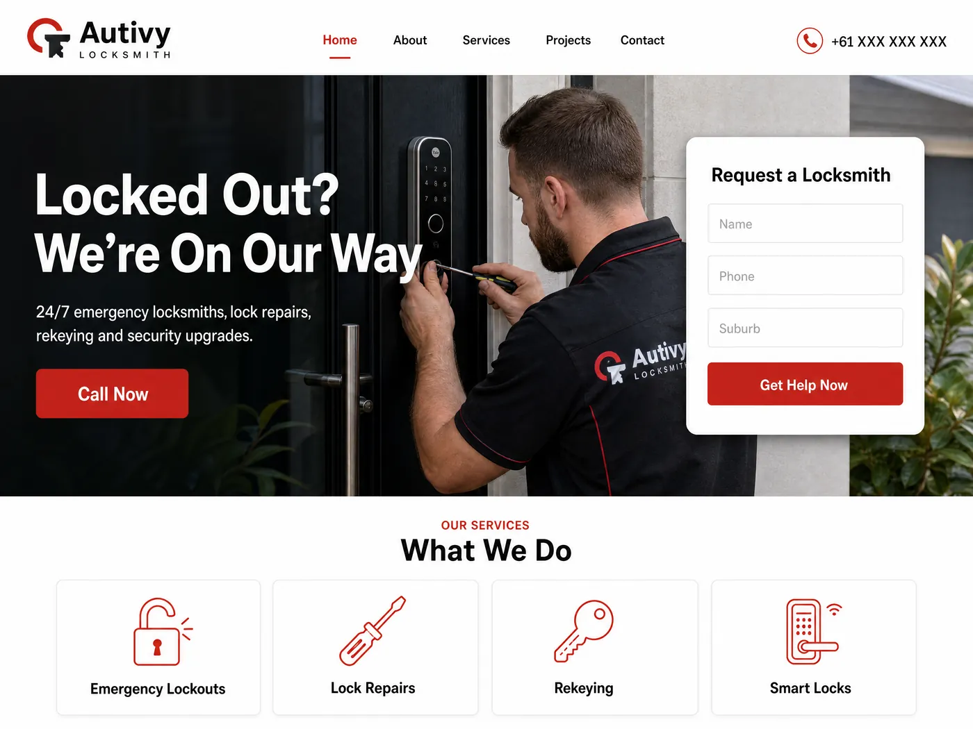 Autivy Locksmith landing page