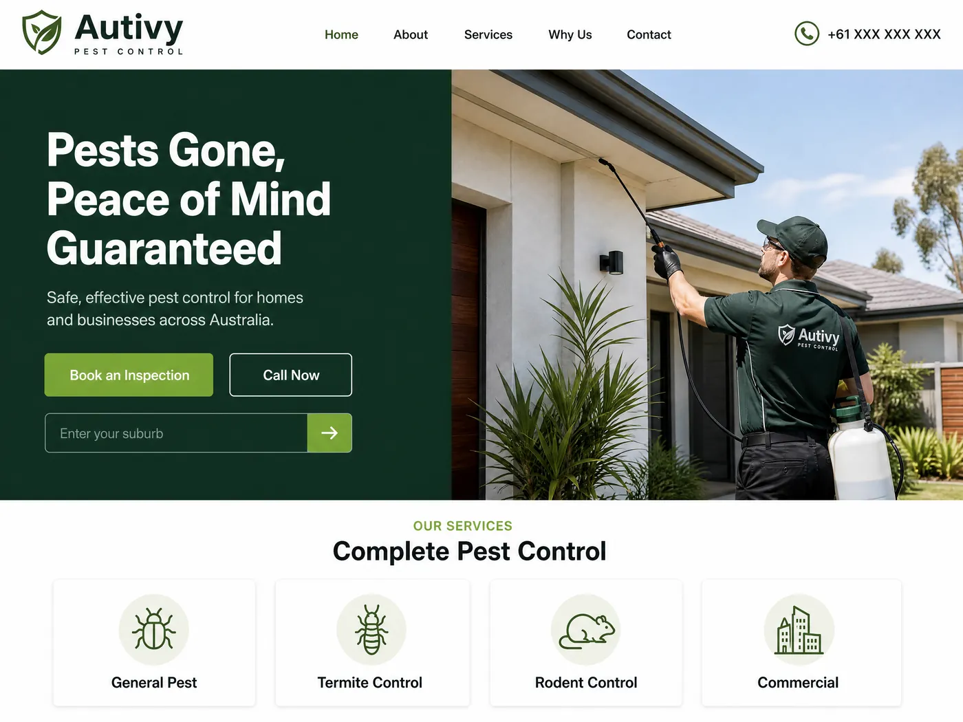Autivy Pest Control landing page