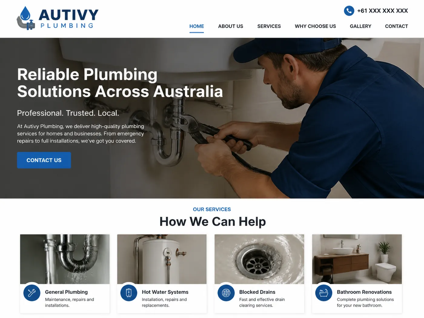 Autivy Plumbing landing page