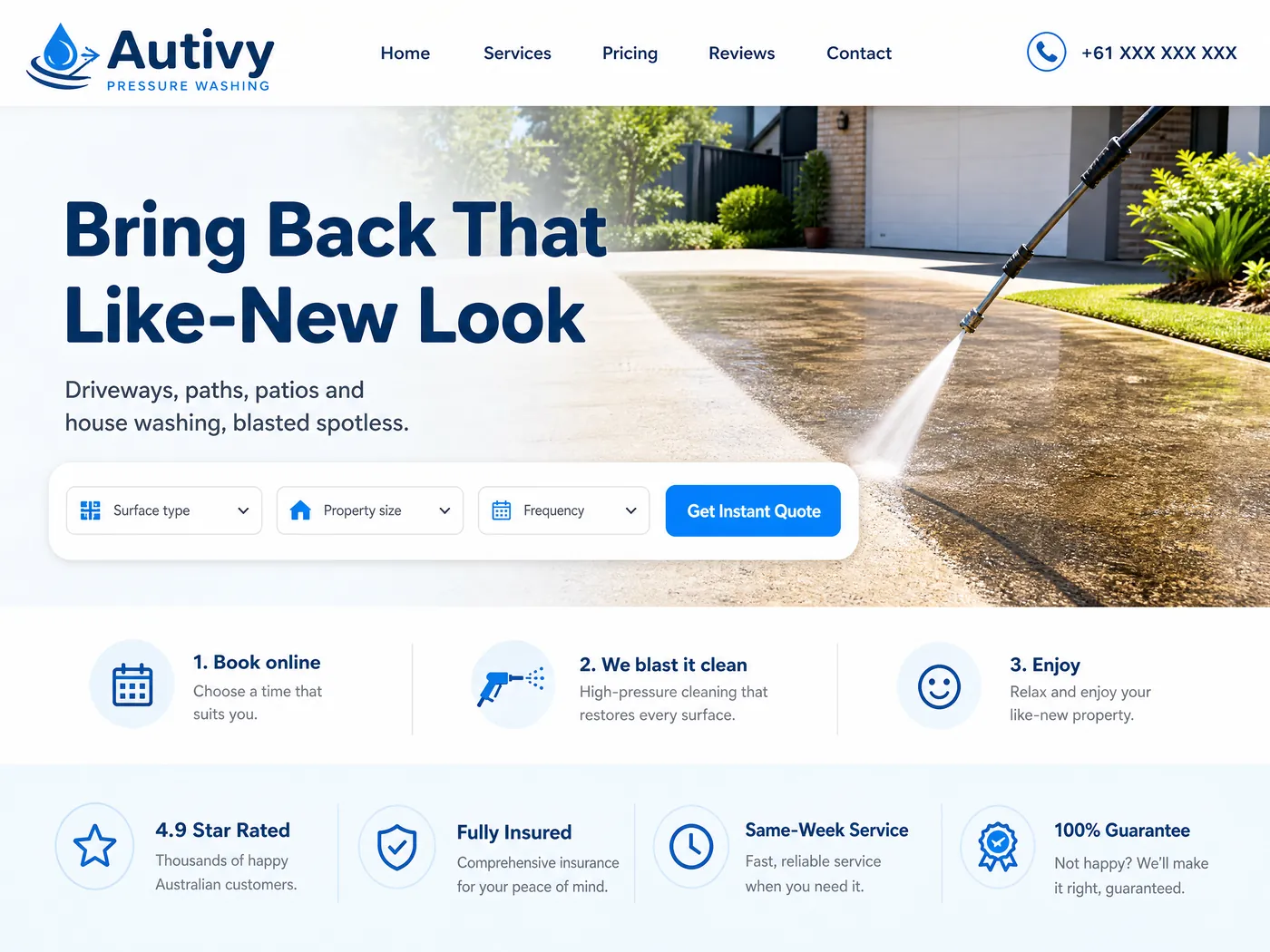 Autivy Pressure Washing landing page