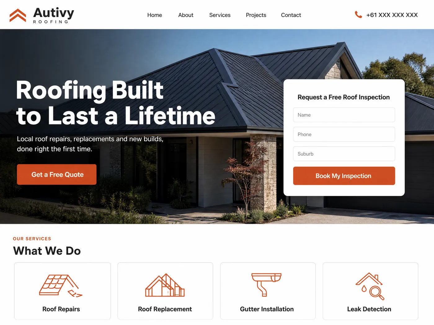 Autivy Roofing landing page