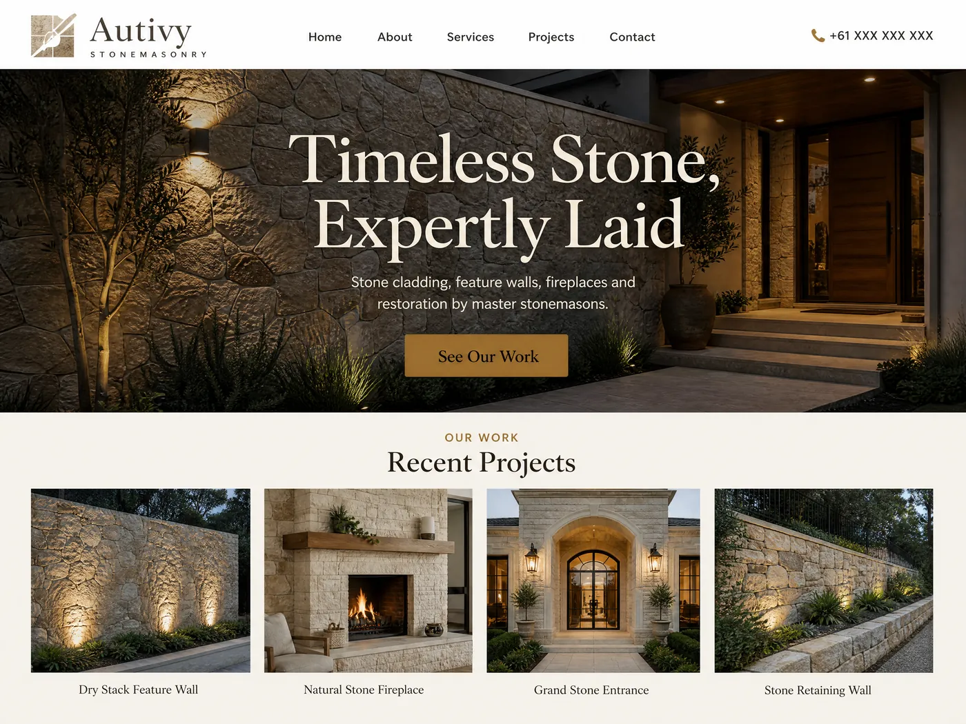 Autivy Stonemasonry landing page