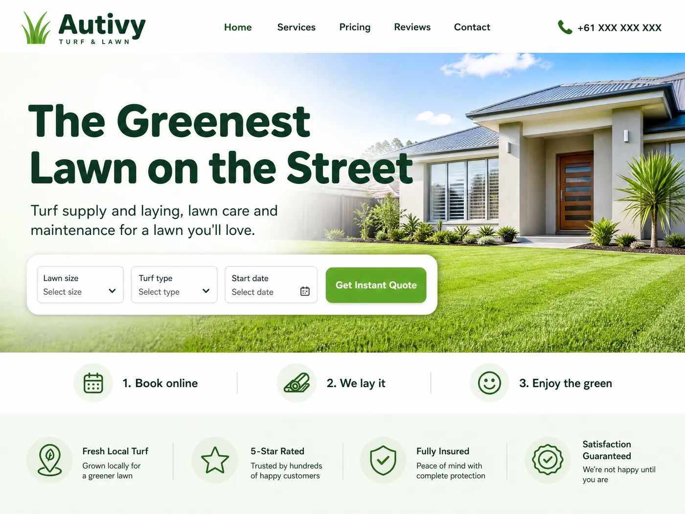 Autivy Turf & Lawn landing page